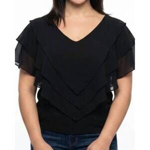 NEW AZI kate cascade top in black